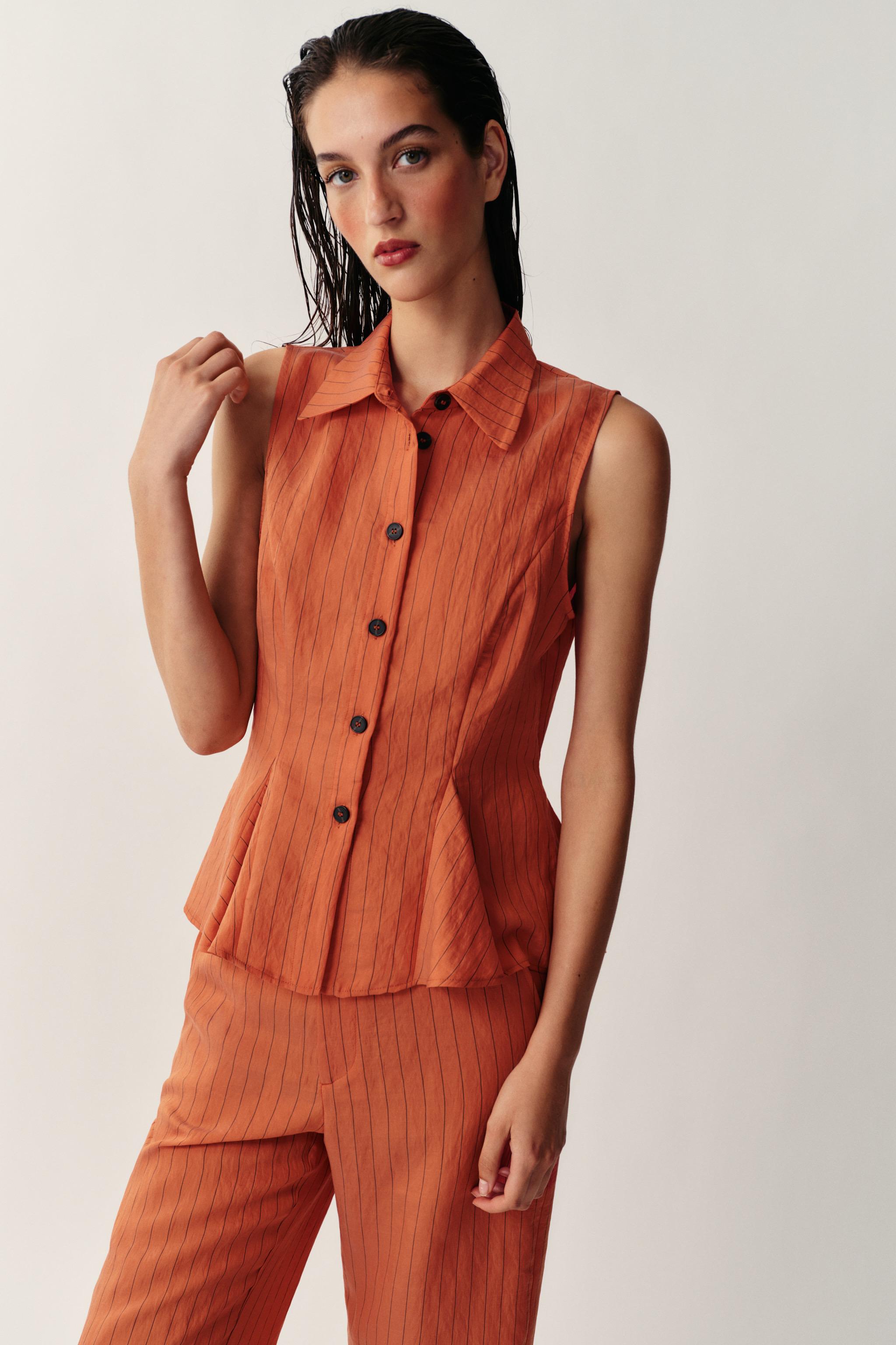 GILET À RAYURES PEPLUM